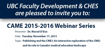 CAME Webinar: Publishing and the CMEJ – An interactive exploration of the CMEJ and its role in Canada’s medical education landscape