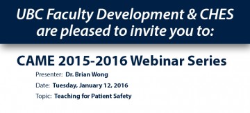 CAME Webinar: Teaching for Patient Safety