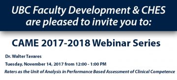 CAME Webinar: Raters as the Unit of Analysis in Performance Based Assessment of Clinical Competence