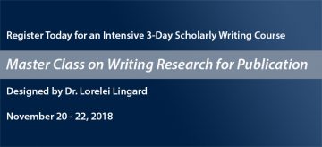 Master Class on Writing Research for Publication